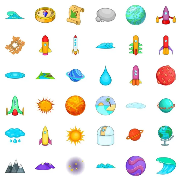 Uzay Icons set, karikatür tarzı