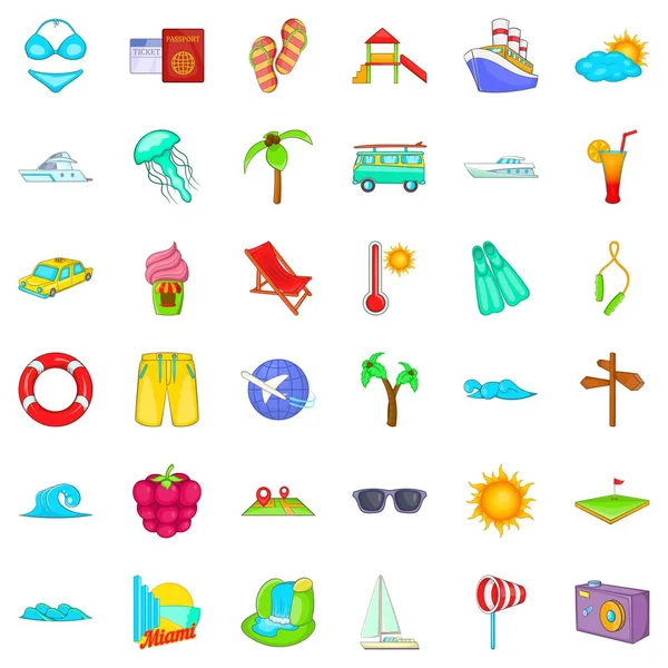 Conjunto de ícones de férias legais, estilo cartoon — Vetor de Stock