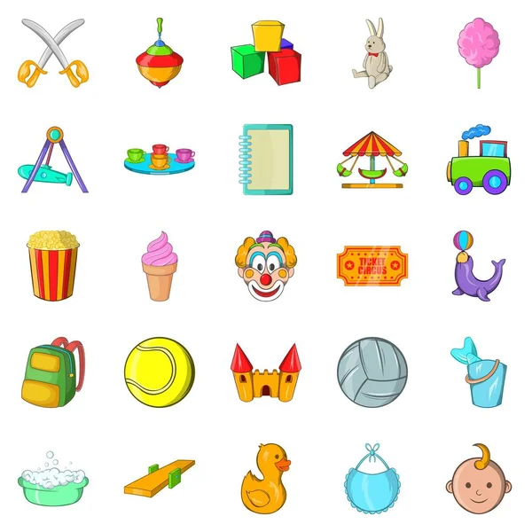 Conjunto de iconos de actividad infantil, estilo de dibujos animados — Vector de stock