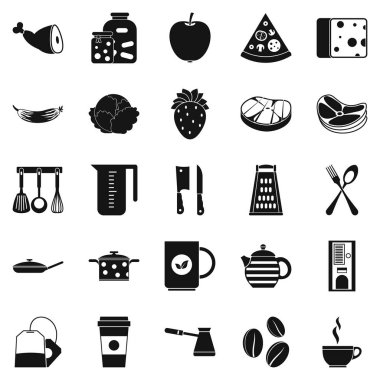 Mutfak Icons set, basit tarzı