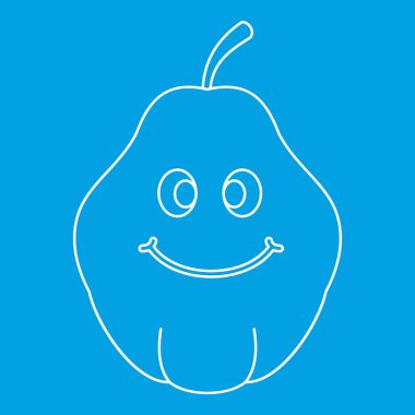 Ayva meyve simgesi anahat gülümseyen