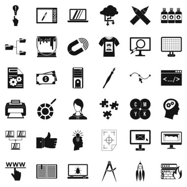 Web yönetimi Icons set, basit tarzı