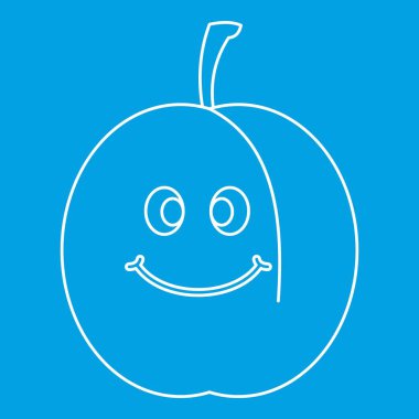 Taze kayısı simgesi anahat gülümseyen