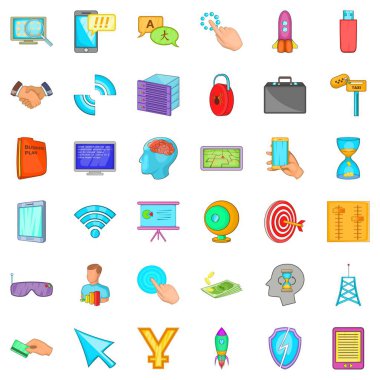 Web yönetimi Icons set, karikatür tarzı