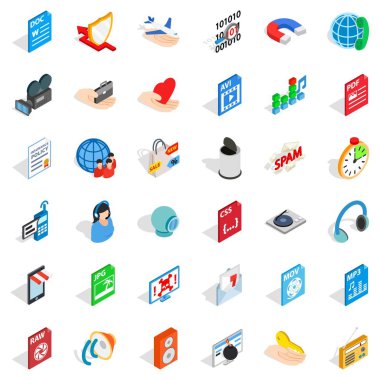Web Kamera Icons set, izometrik stili