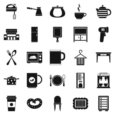 Mutfak Icons set, basit tarzı