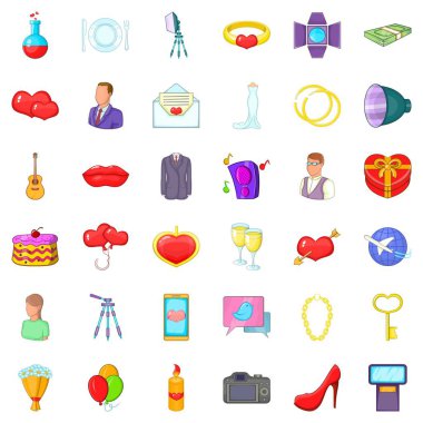 Düğün kutlama simgeler ayarla, tarzı çizgi film