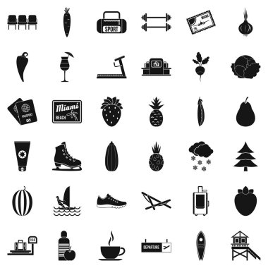 Sağlık etkinlik simgeler kümesi, basit tarzı