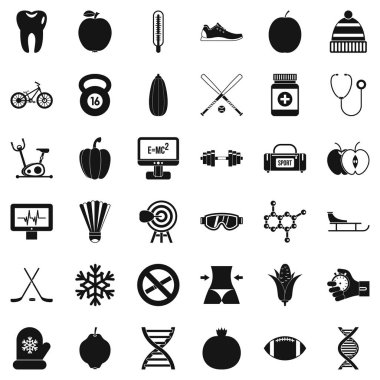 Sağlık Bisiklet Icons set, basit tarzı