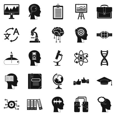 Dünya bilgi Icons set, basit tarzı