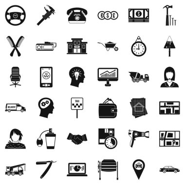 Taksi iş Icons set, basit tarzı