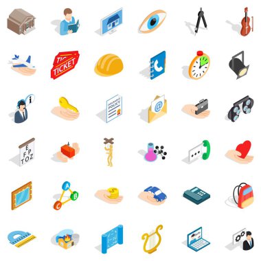 Bir iş Icons set, izometrik stili