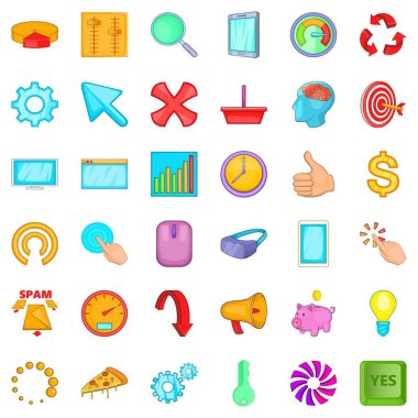 Mektup Icons set çalışması, tarzı çizgi film