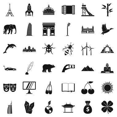 Büyük dünya Icons set, basit tarzı