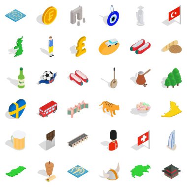 Büyük dünya Icons set, izometrik stili
