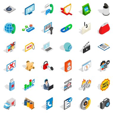 Www yönetimi Icons set, izometrik stili