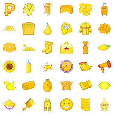 Sarı çiçek Icons set, karikatür tarzı