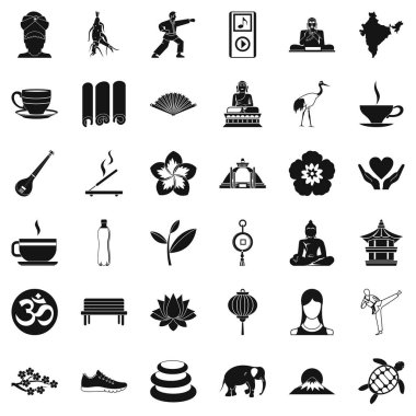 Yoga muska Icons set, basit tarzı
