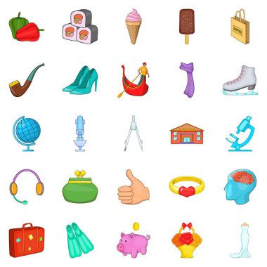 Hafta sonu dinlenme Icons set, karikatür tarzı