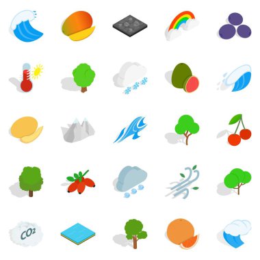 Canlı doğa Icons set, izometrik stili