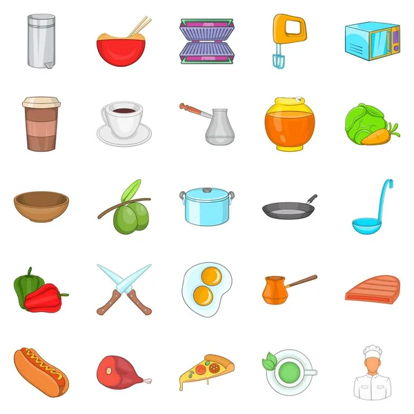 Conjunto Iconos Cocina Juego Dibujos Animados Iconos Vectores Cocina Para — Archivo Imágenes Vectoriales