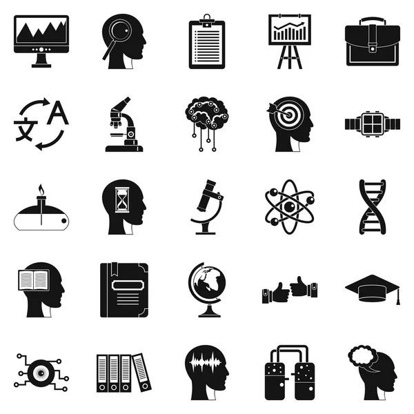 World knowledge icons set, simple style — Stock Vector