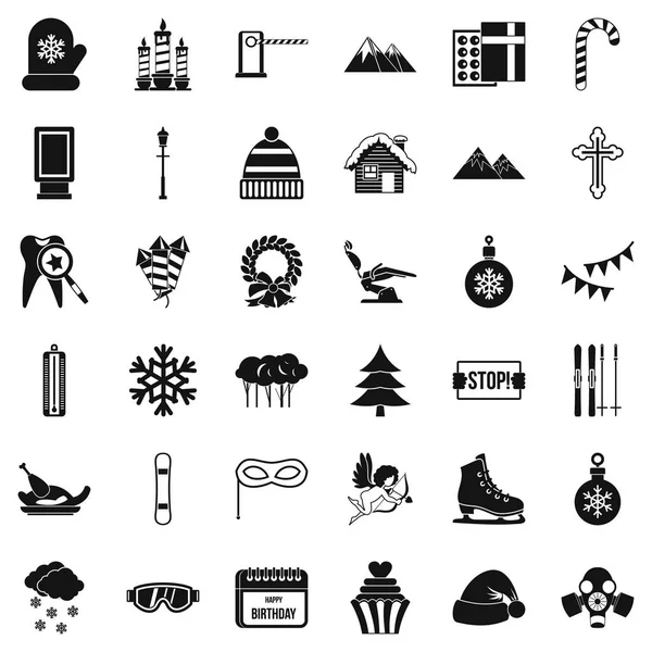 Conjunto de iconos de regalo de invierno, estilo simple — Vector de stock