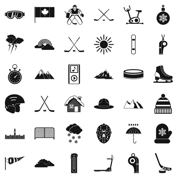 Kış evi Icons set, basit tarzı