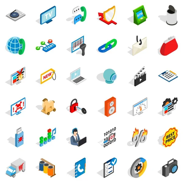 Conjunto de iconos de gestión WWW, estilo isométrico — Vector de stock