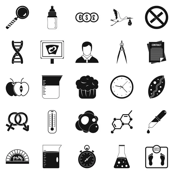 Ensemble d'icônes de recherche scientifique, style simple — Image vectorielle