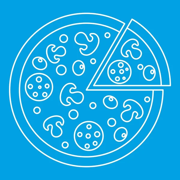 Délicieuse pizza aux champignons, icône des olives au salami — Image vectorielle