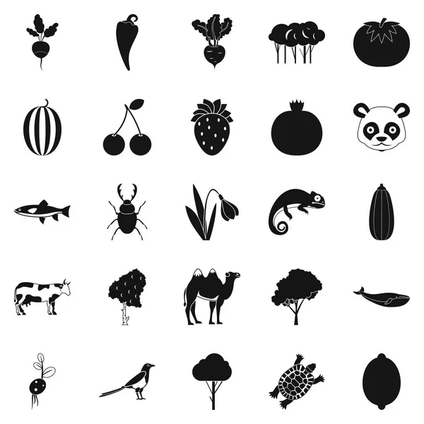 Conjunto de iconos de comida tropical, estilo simple — Archivo Imágenes Vectoriales