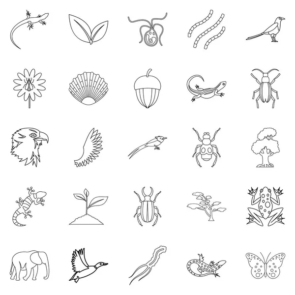 Conjunto de iconos de avifauna, estilo de esquema — Vector de stock