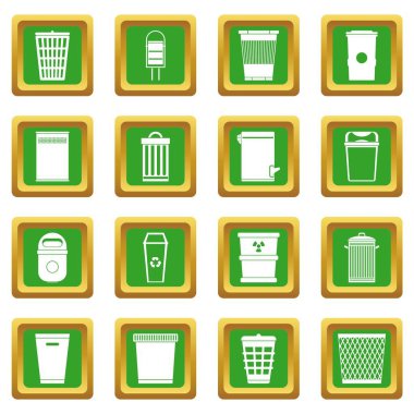 Yeşil çöp can Icons set