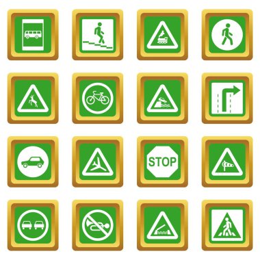 Yeşil yol işareti ayarla Icons set