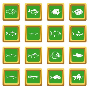 Yeşil balık Icons set