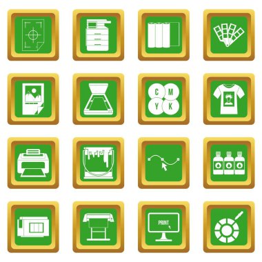 Yeşil baskı Icons set