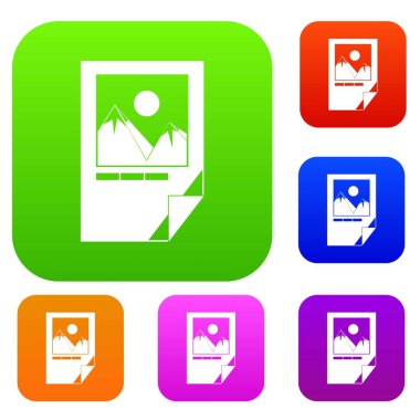 Yazıcı işaretleri set simgesi farklı renklerde kağıdına test mürekkep vektör illüstrasyon izole. Prim toplama