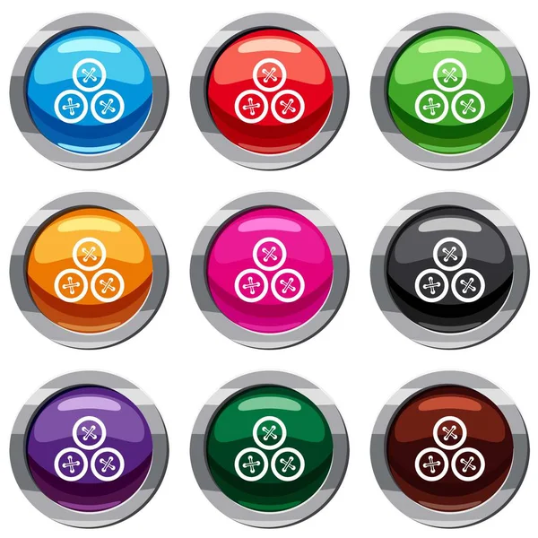 Buttons for sewing set 9 collection — Stock Vector