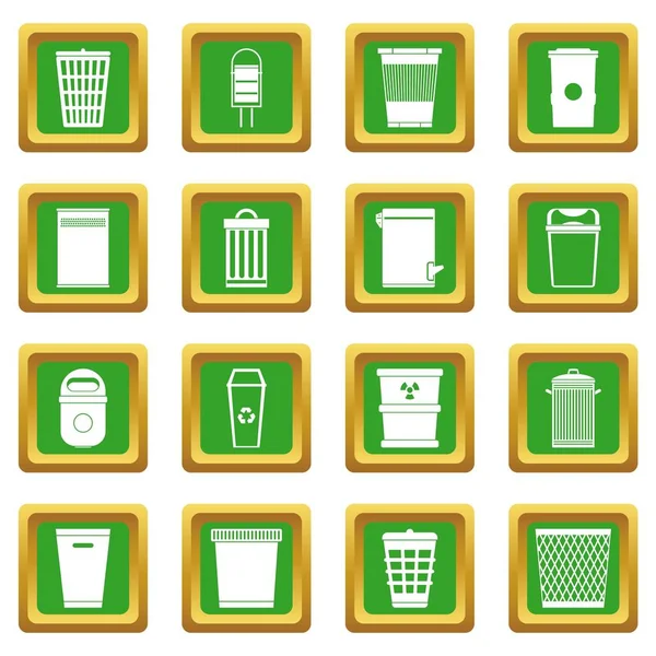 Icônes poubelle mis en vert — Image vectorielle