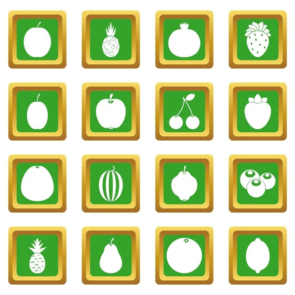 Ícones de frutas conjunto verde —  Vetores de Stock