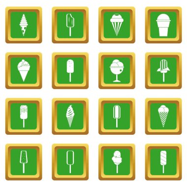 Yeşil dondurma Icons set