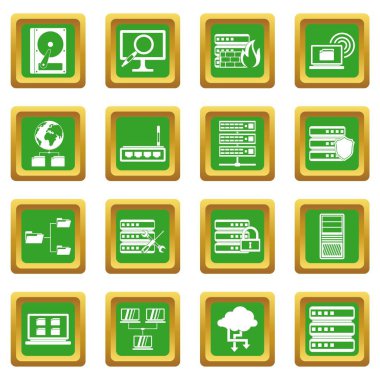 Yeşil büyük veri Icons set