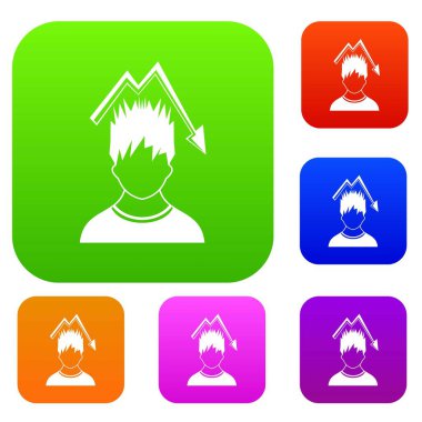 Düşme ile kırmızı adam grafik üzerinde kafa set