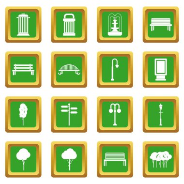 Yeşil hangar Icons set