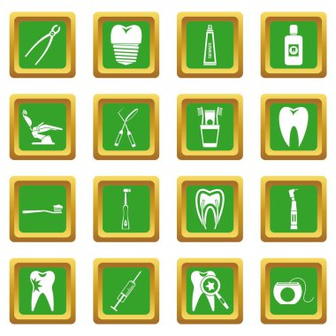 Yeşil Diş Bakımı Icons set