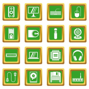 Yeşil bilgisayar Icons set