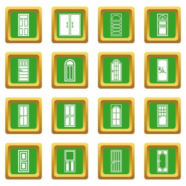 Yeşil kapı Icons set