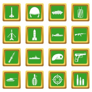Yeşil askeri Icons set