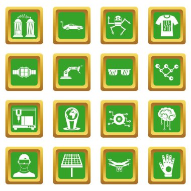 Yeşil yeni teknolojileri Icons set